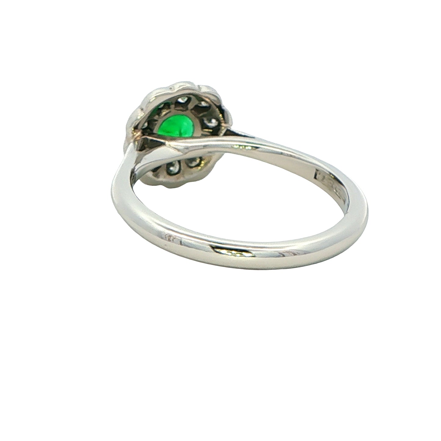 Round Emerald and Round Brilliant Cut Diamond Cluster Ring
