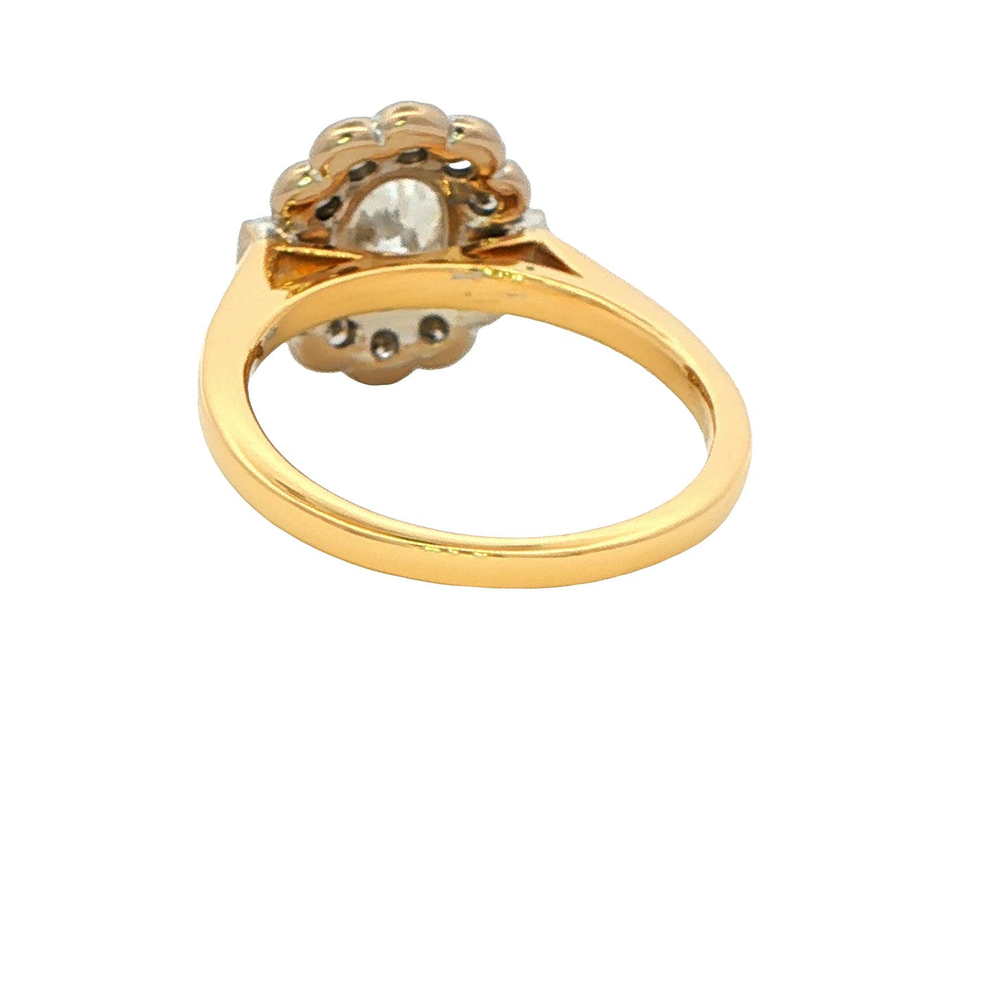 Oval, Round Brilliant and Baguette Cut Diamond Vintage Cluster Ring - 1.61cts