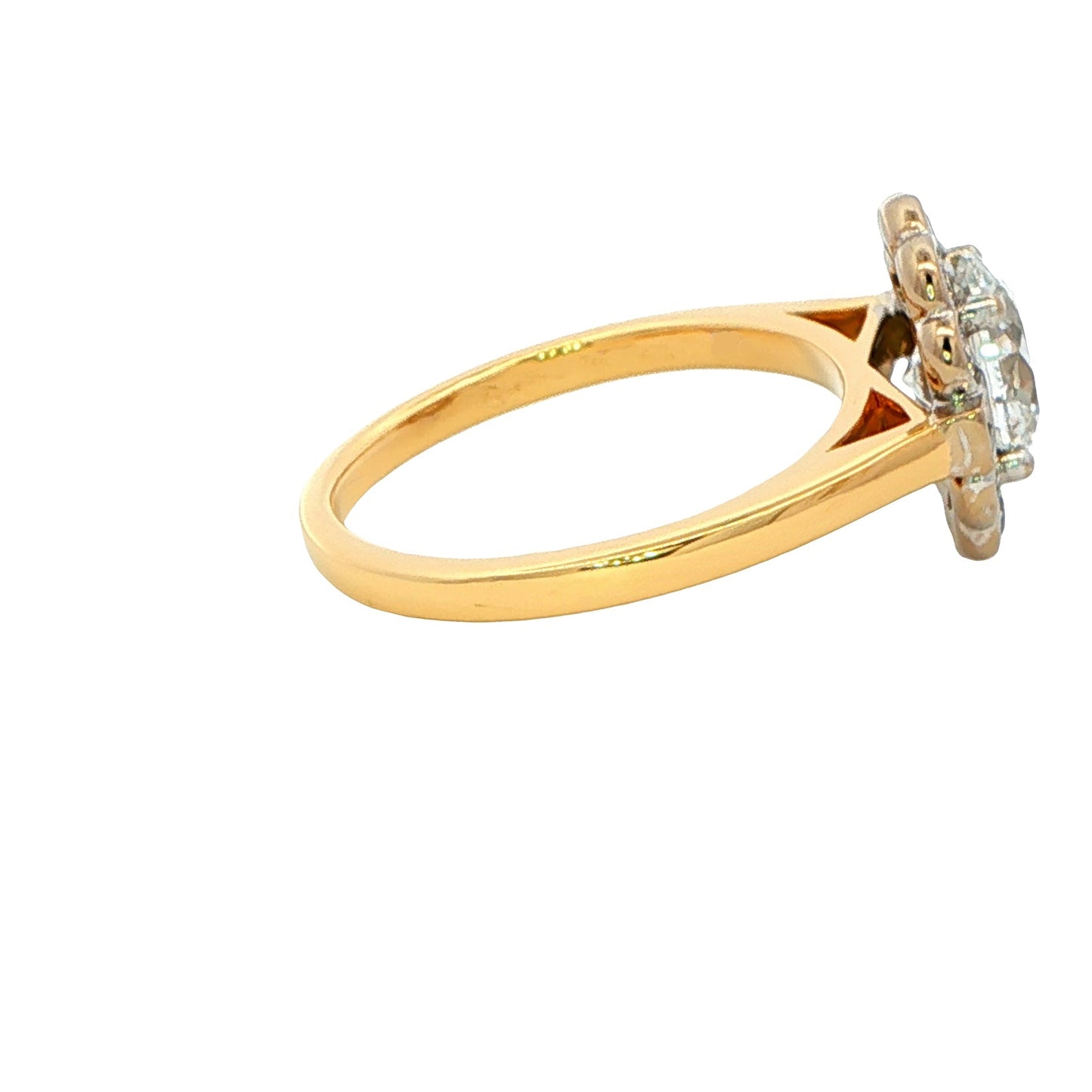 Oval, Round Brilliant and Baguette Cut Diamond Vintage Cluster Ring - 1.61cts