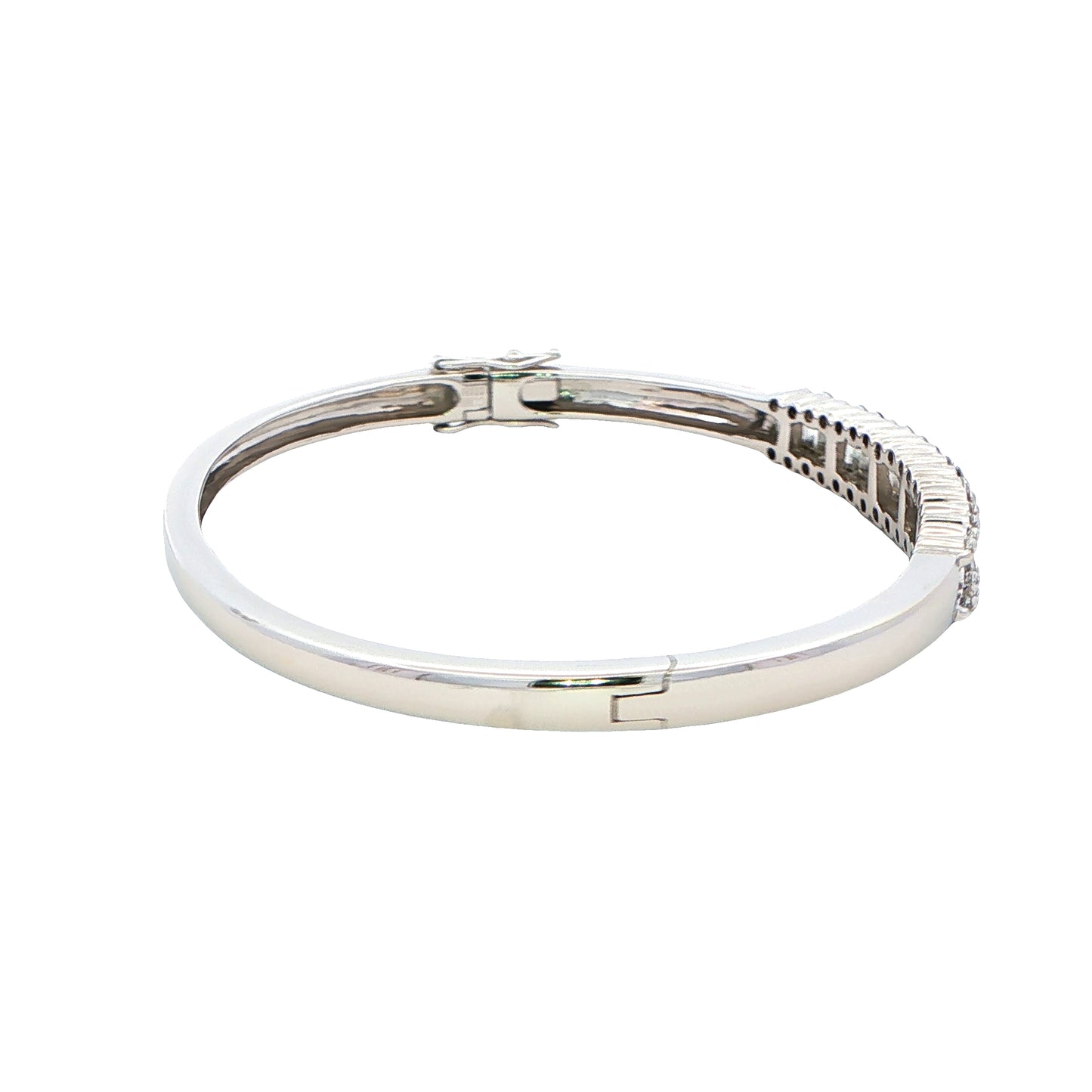 Round Brilliant Cut and Baguette Cut Diamond Set Bangle