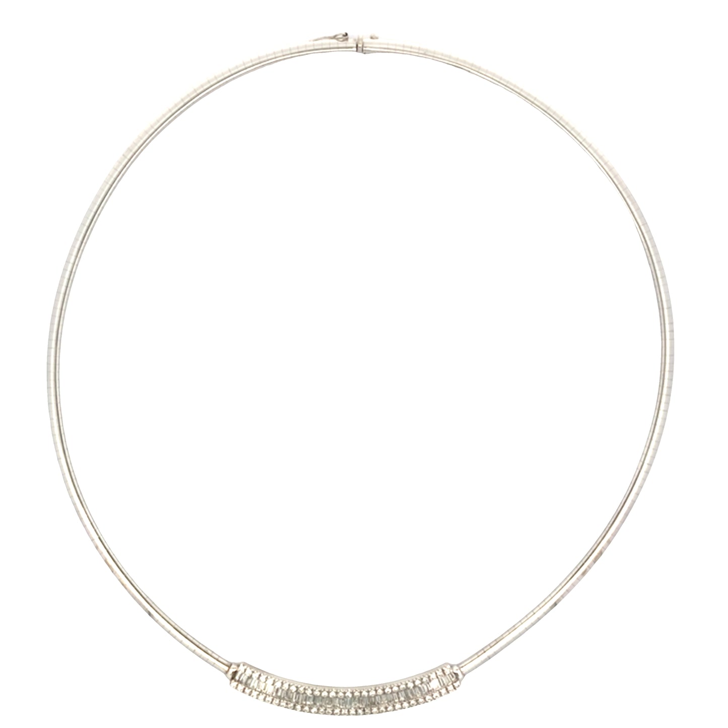 Round Brilliant Cut and Baguette Cut Diamond Set Necklace