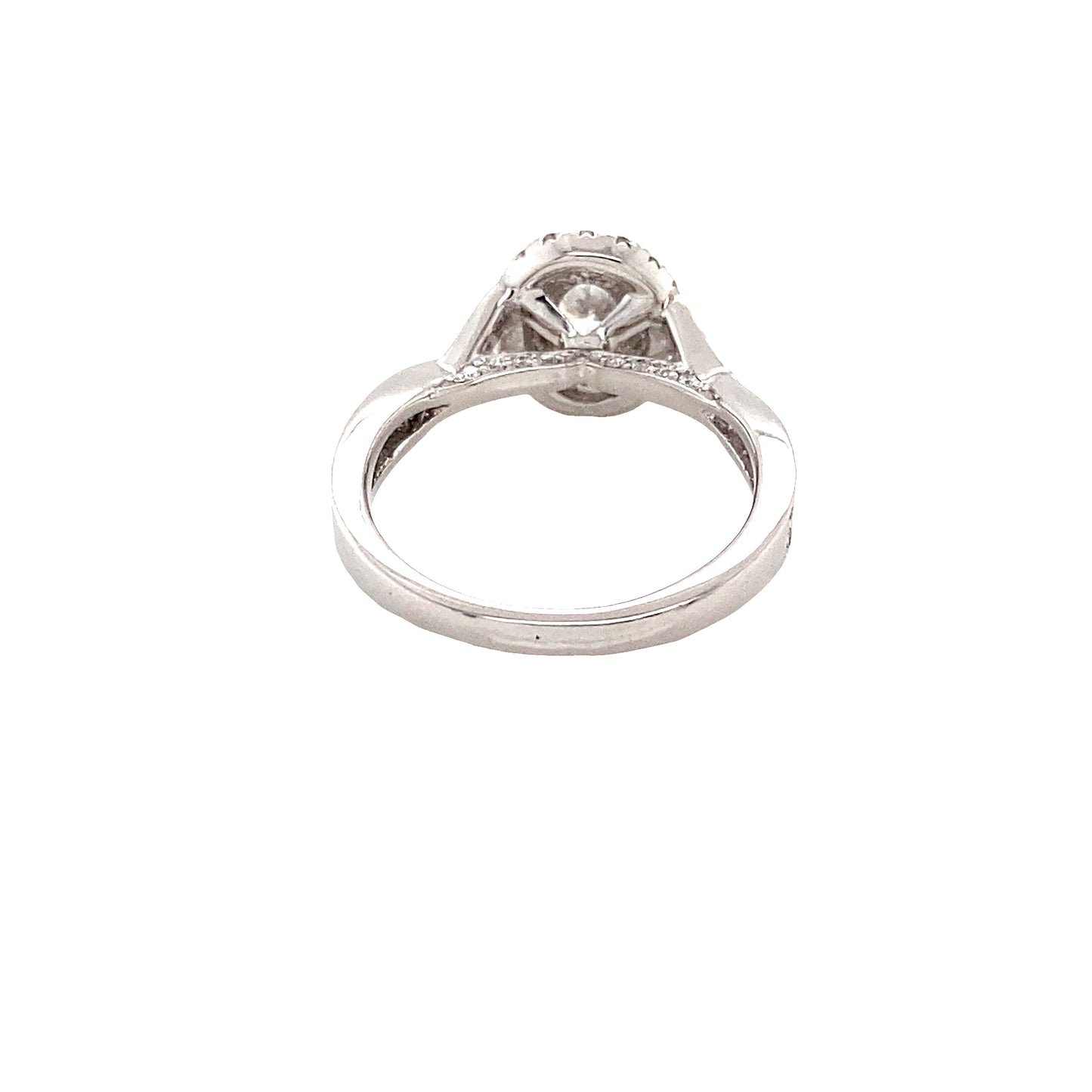 Oval and Round Brilliant Cut Double Halo and Twist Diamond Set Shoulders