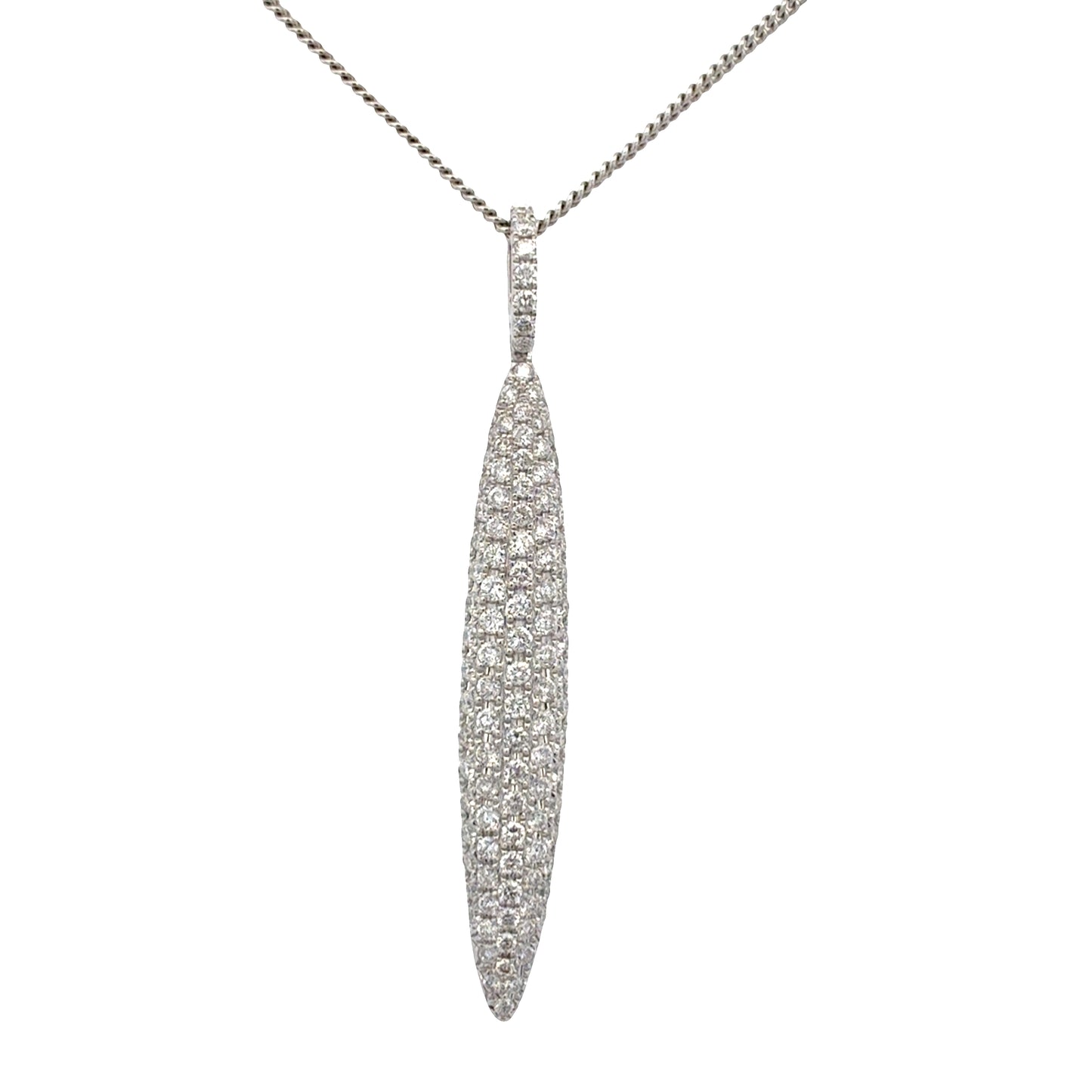 Diamond Set Marquise Shaped Pendant on Chain