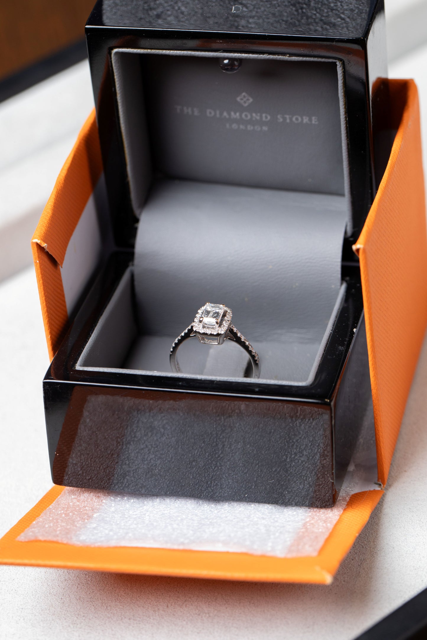 Emerald Cut Diamond Halo Cluster Style Ring
