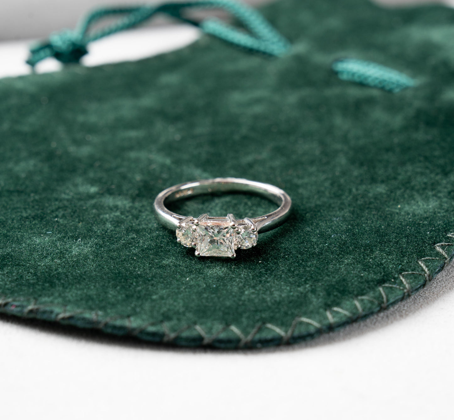 Princess and Round Brilliant Cut Diamond 3 Stone Ring