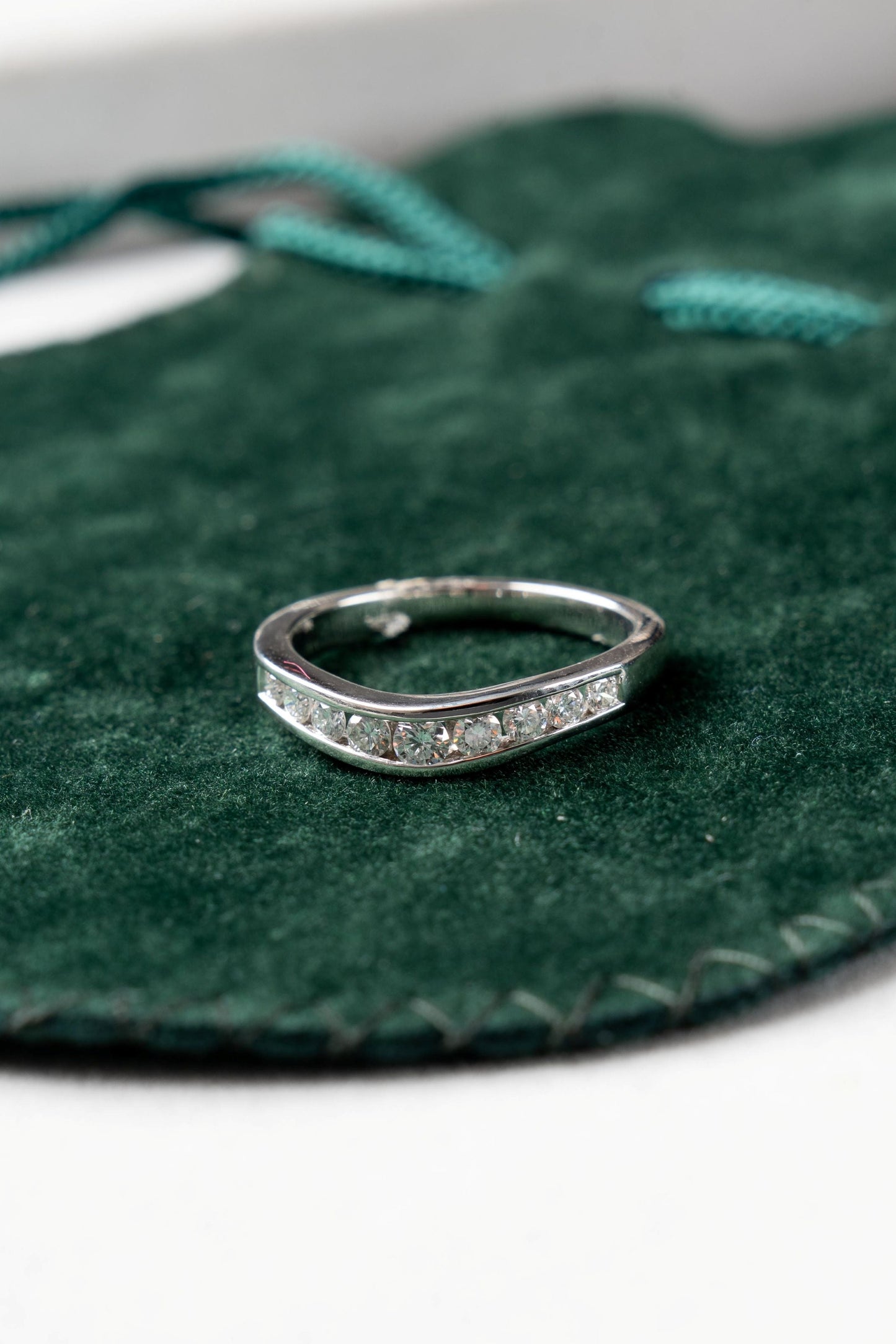 Bow Shaped Diamond Channel Set Wedding Ring