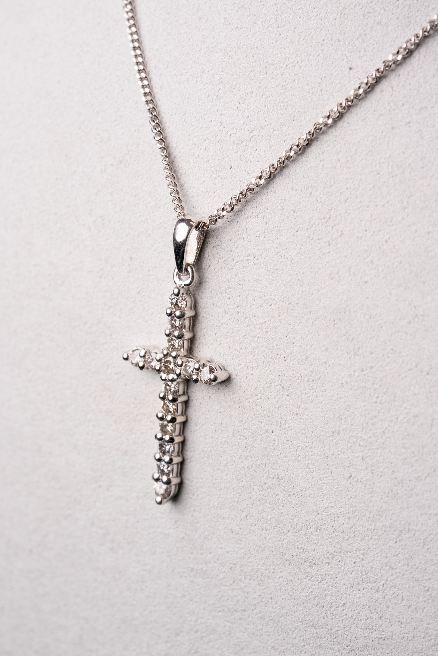 Diamond Set Cross Pendant on chain