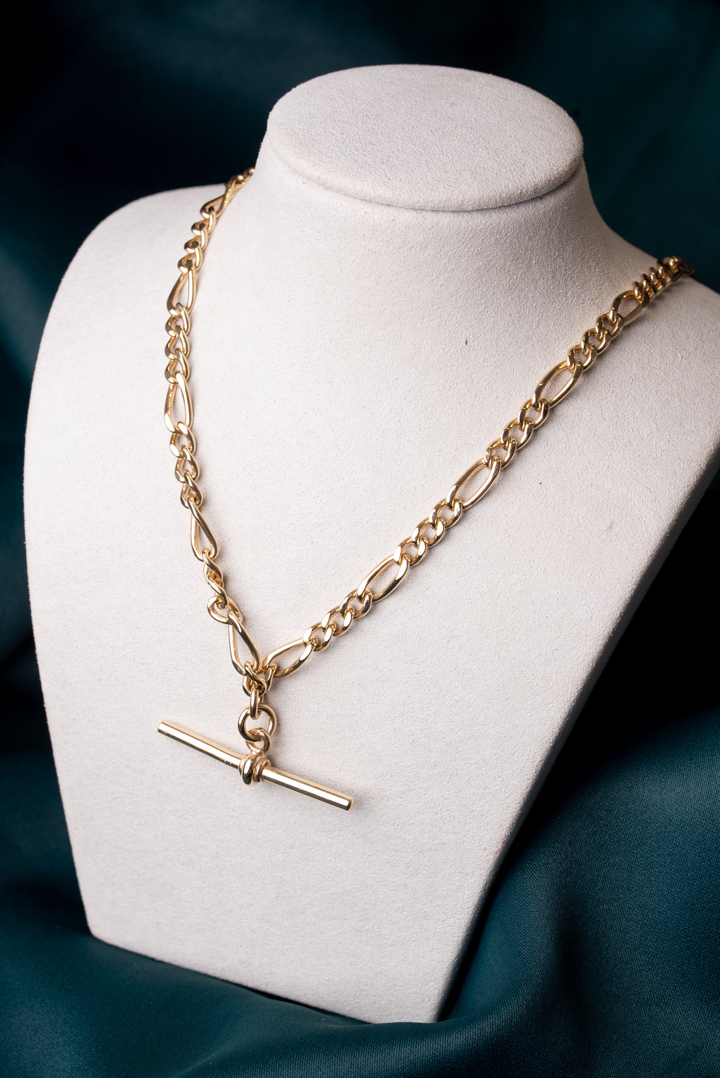 9ct Yellow Gold Twisted Curb Necklace with T-Bar - 22g