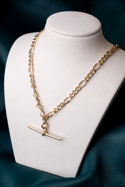 9ct Yellow Gold Twisted Curb Necklace with T-Bar - 22g