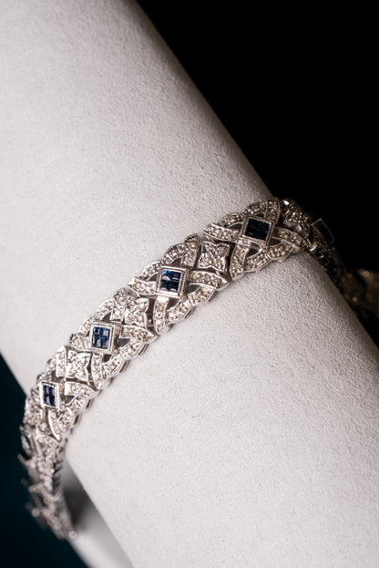 18ct White Gold, Sapphire and Diamond Bracelet