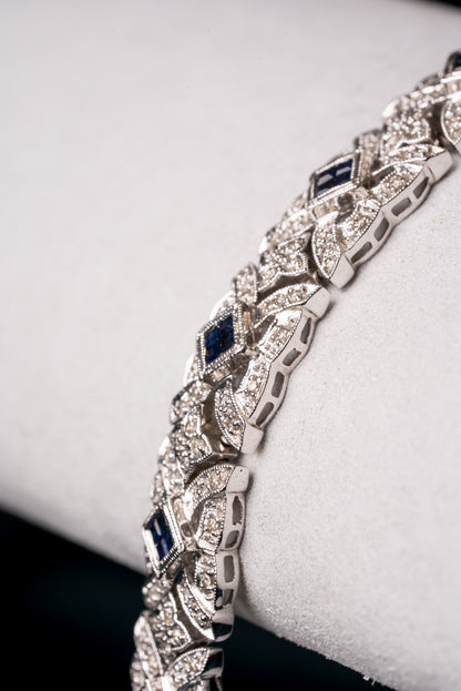 18ct White Gold, Sapphire and Diamond Bracelet