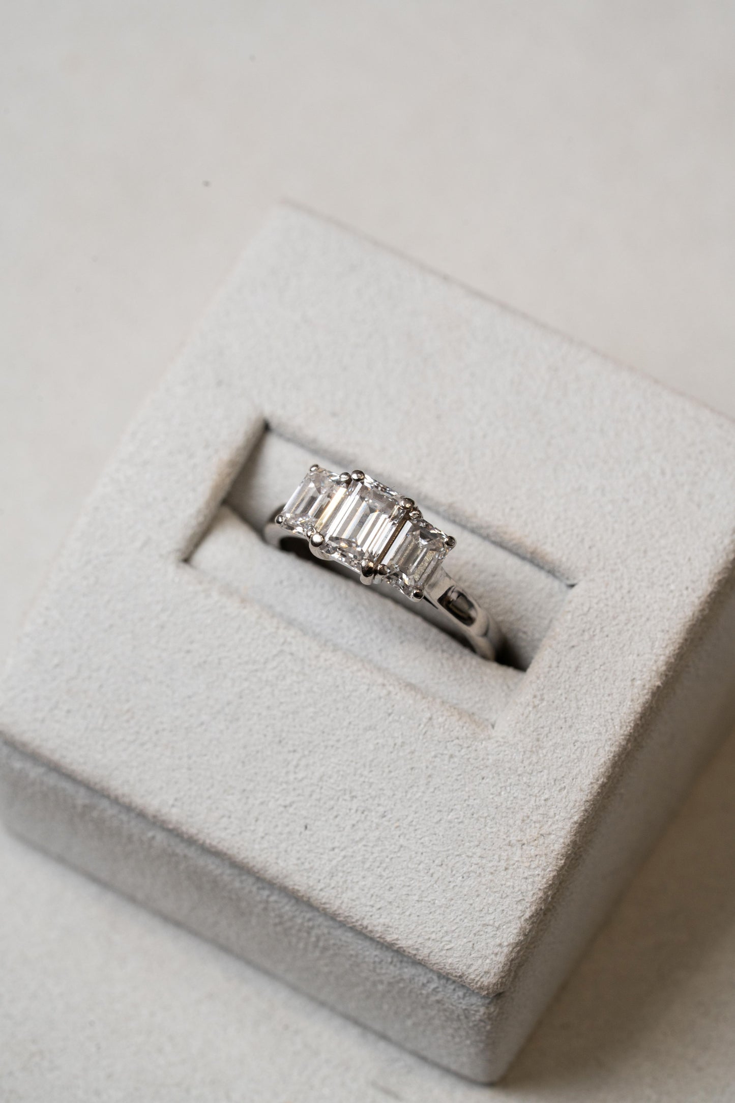 Emerald Cut 3 Stone Diamond Ring