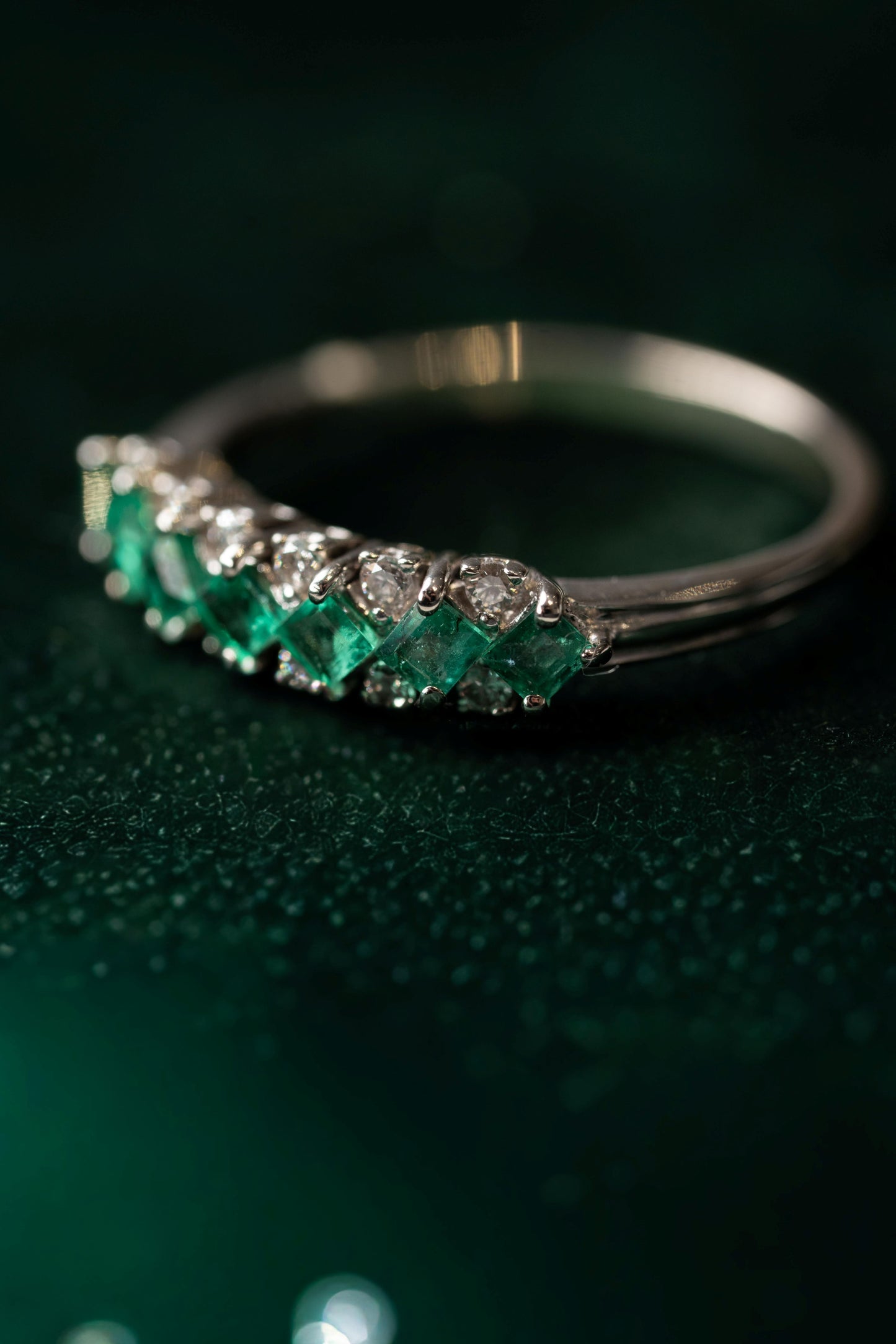 Emerald and Diamond Eternity Style Ring
