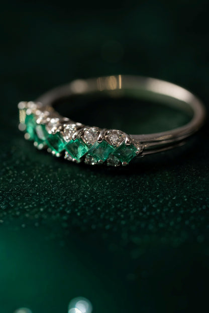 Emerald and Diamond Eternity Style Ring