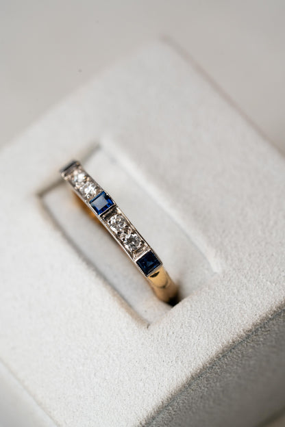 Sapphire and Diamond Vintage Style Enernity Ring