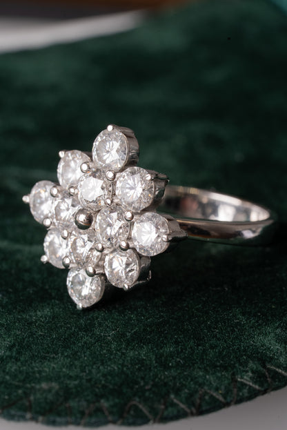 Round Brilliant Cut Diamond 12 Stone Cluster Ring