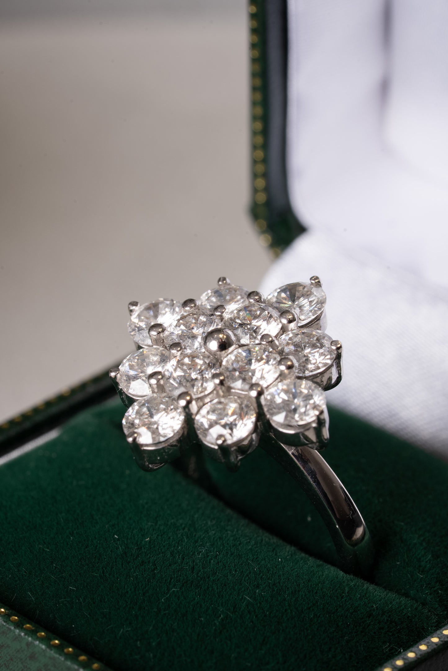 Round Brilliant Cut Diamond 12 Stone Cluster Ring