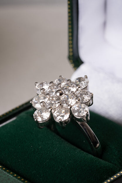 Round Brilliant Cut Diamond 12 Stone Cluster Ring