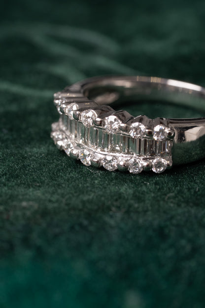Baguette and Round Brilliant Cut Diamond Ring