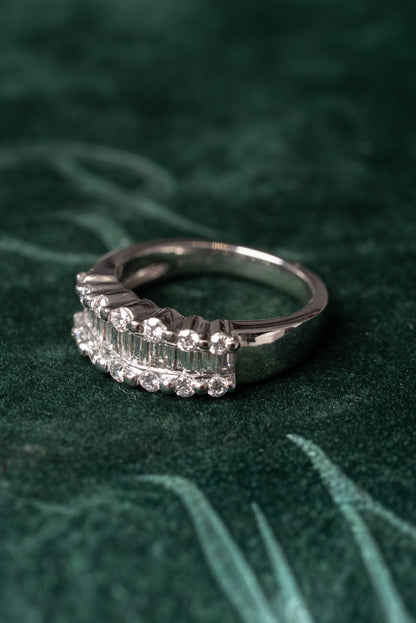Baguette and Round Brilliant Cut Diamond Ring