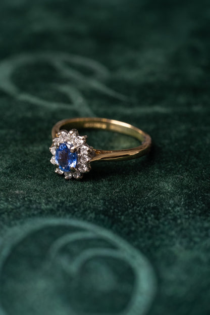 Sapphire and Diamond Cluster Style Ring