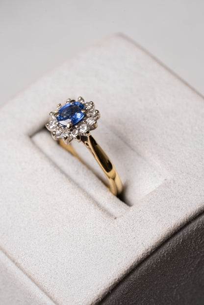 Sapphire and Diamond Cluster Style Ring