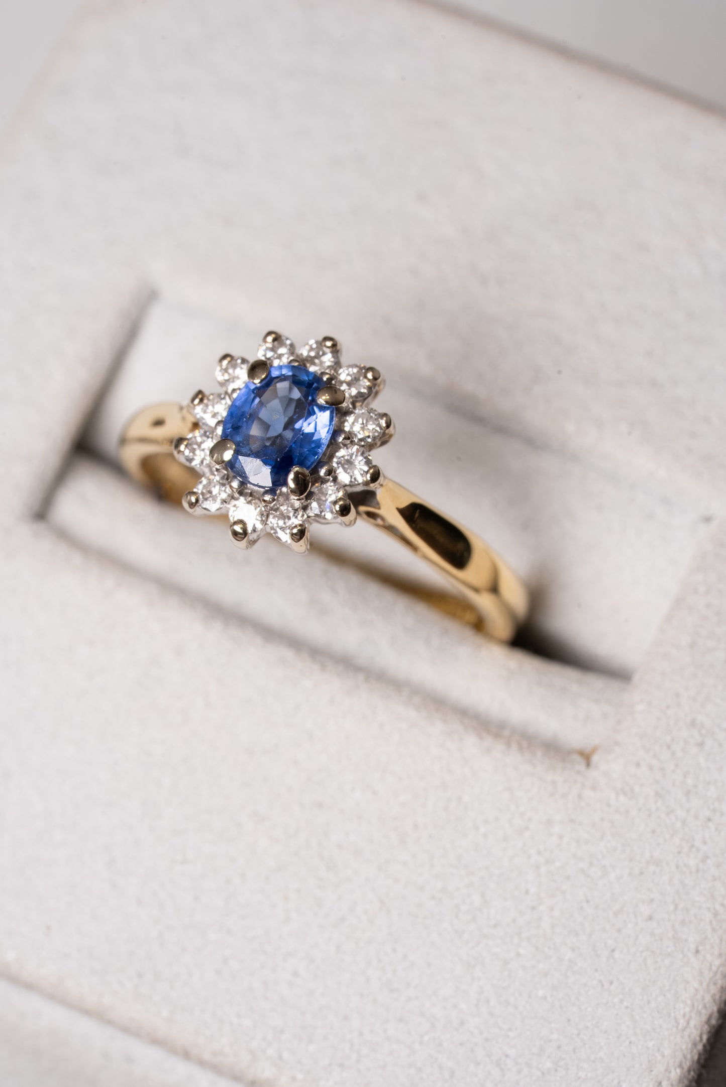 Sapphire and Diamond Cluster Style Ring