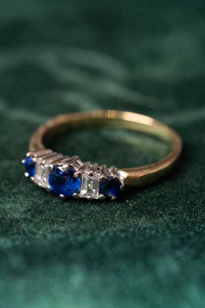 Sapphire and Diamond 5 Stone Ring