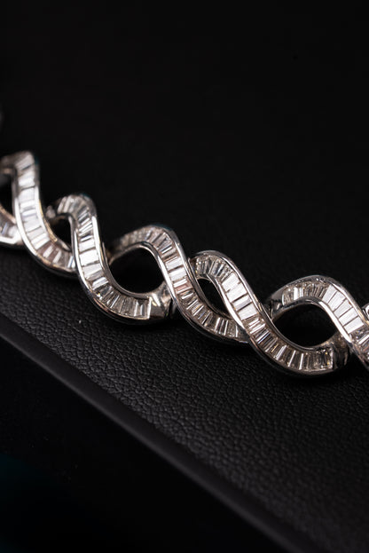 White Gold Baguette Cut Diamond Set Necklace