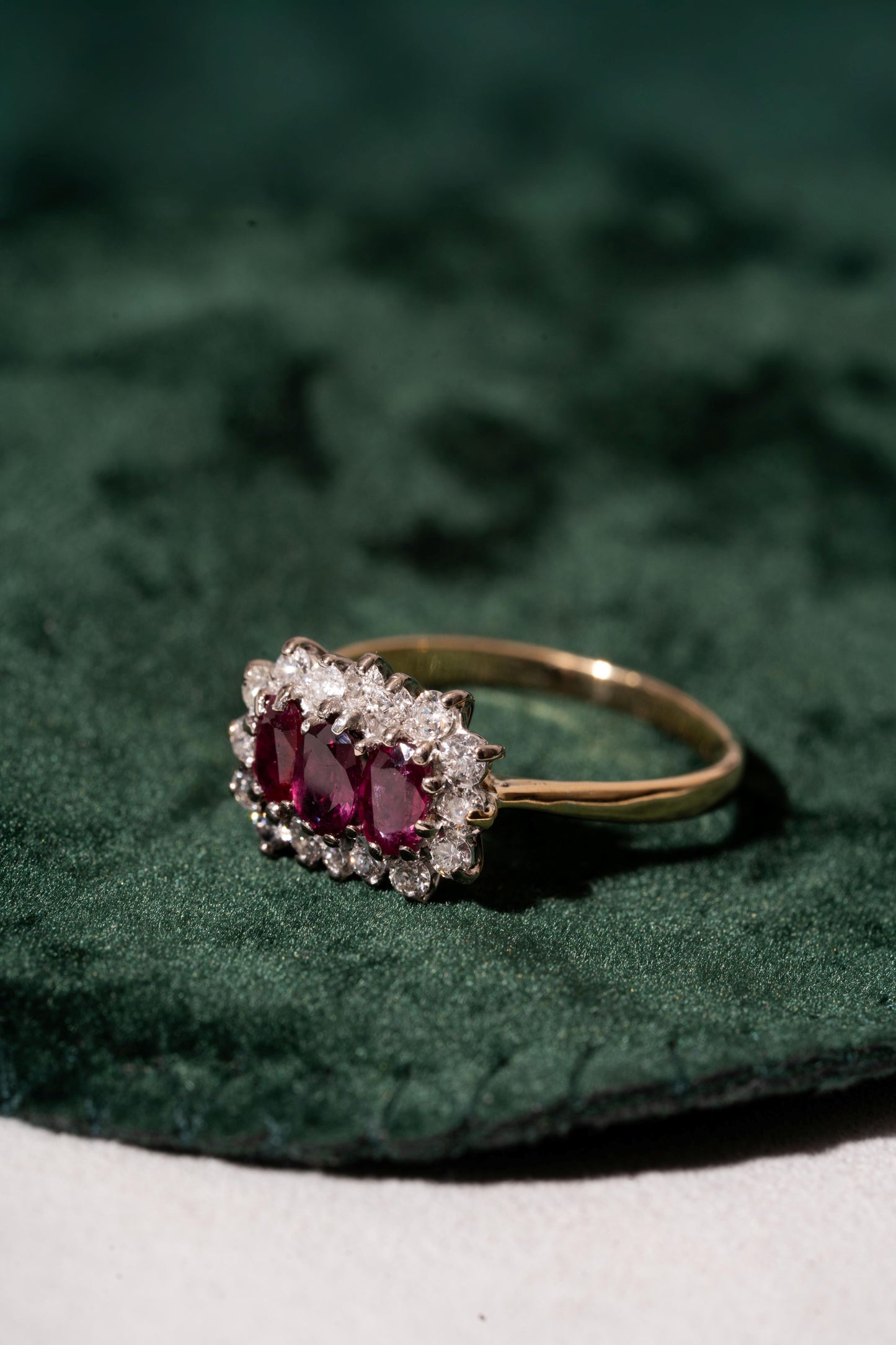 Ruby and Diamond Cluster Style Ring