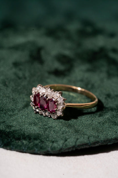 Ruby and Diamond Cluster Style Ring