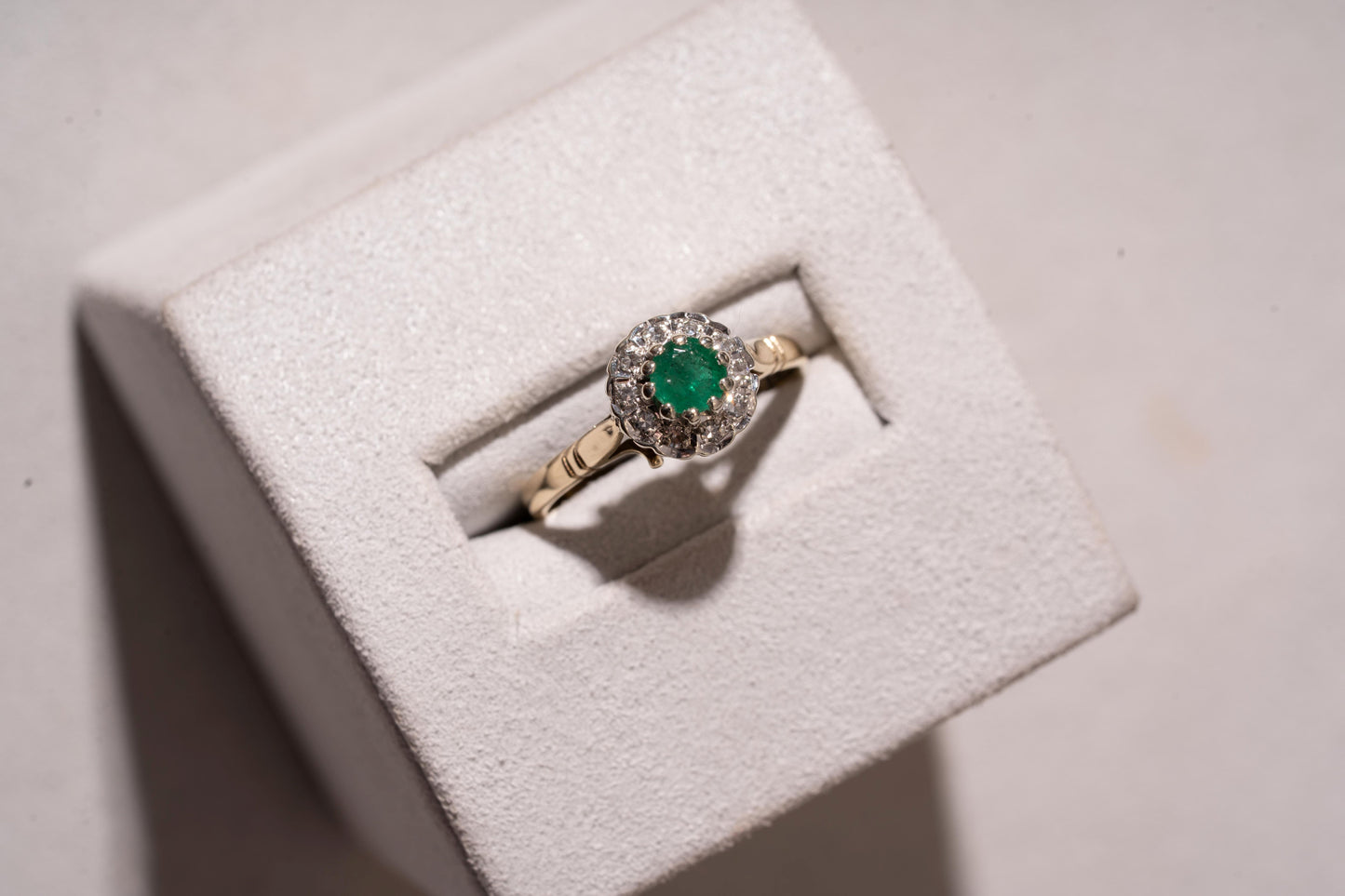 Emerald and Diamond Cluster Ring