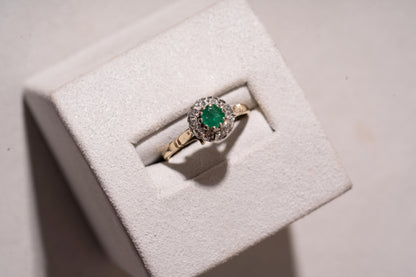 Emerald and Diamond Cluster Ring