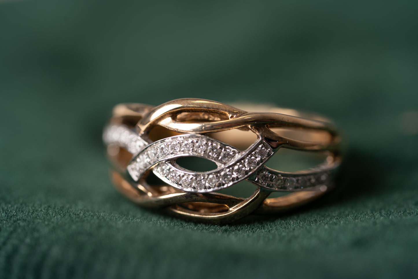 Diamond Set Mesh Dress Ring