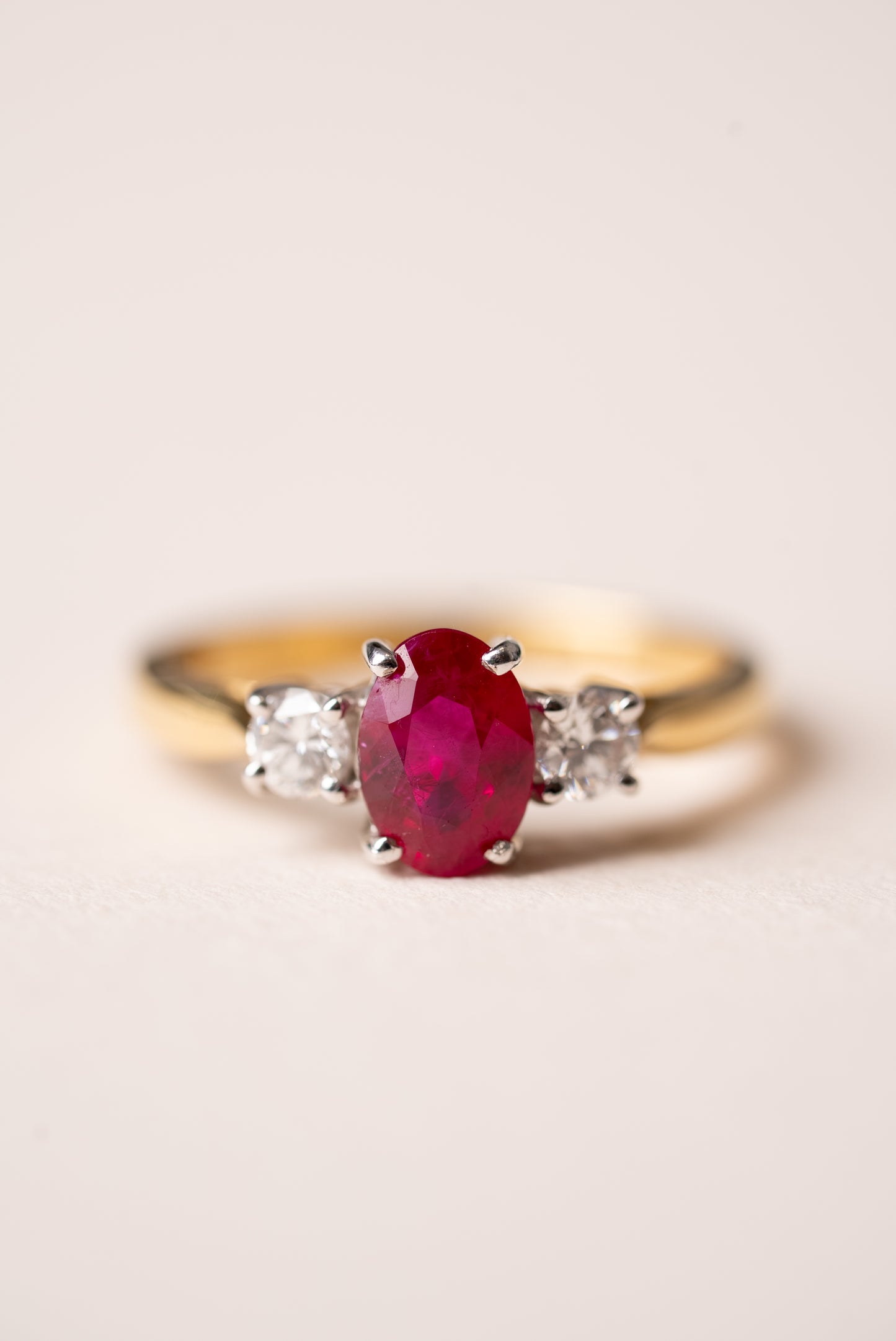 Ruby and Diamond 3 Stone Ring