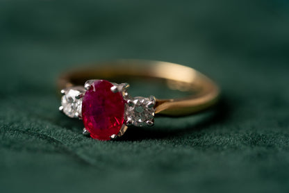 Ruby and Diamond 3 Stone Ring