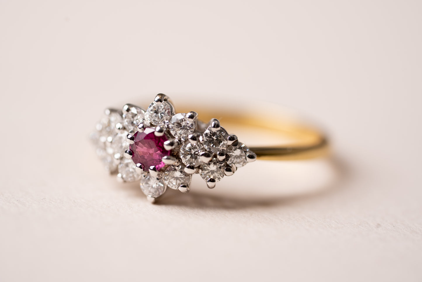Ruby and Diamond Cluster Ring
