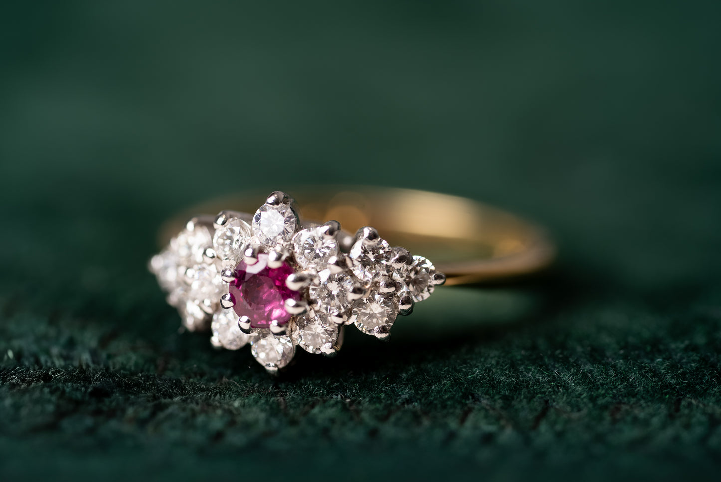 Ruby and Diamond Cluster Ring