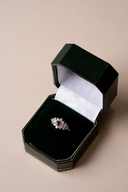 Ruby and Diamond Cluster Ring