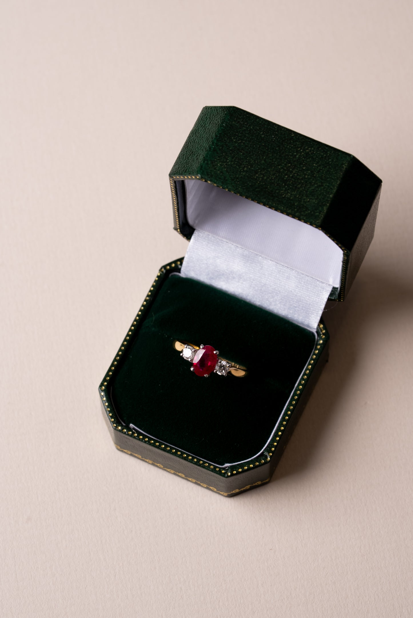 Ruby and Diamond 3 Stone Ring