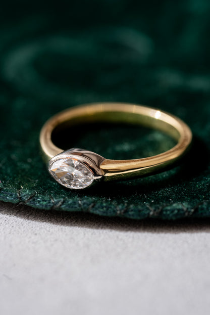 Marquise Cut Diamond Solitaire in rub-over setting