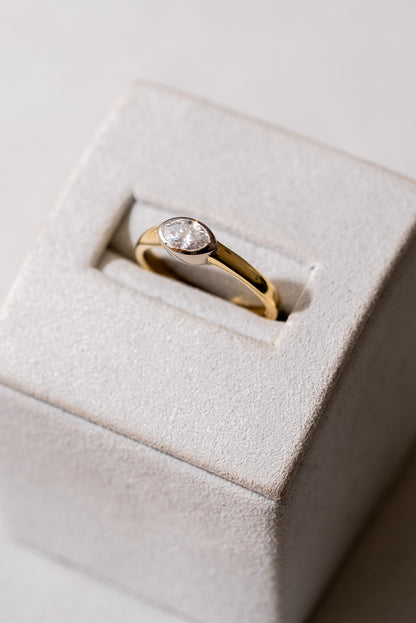 Marquise Cut Diamond Solitaire in rub-over setting