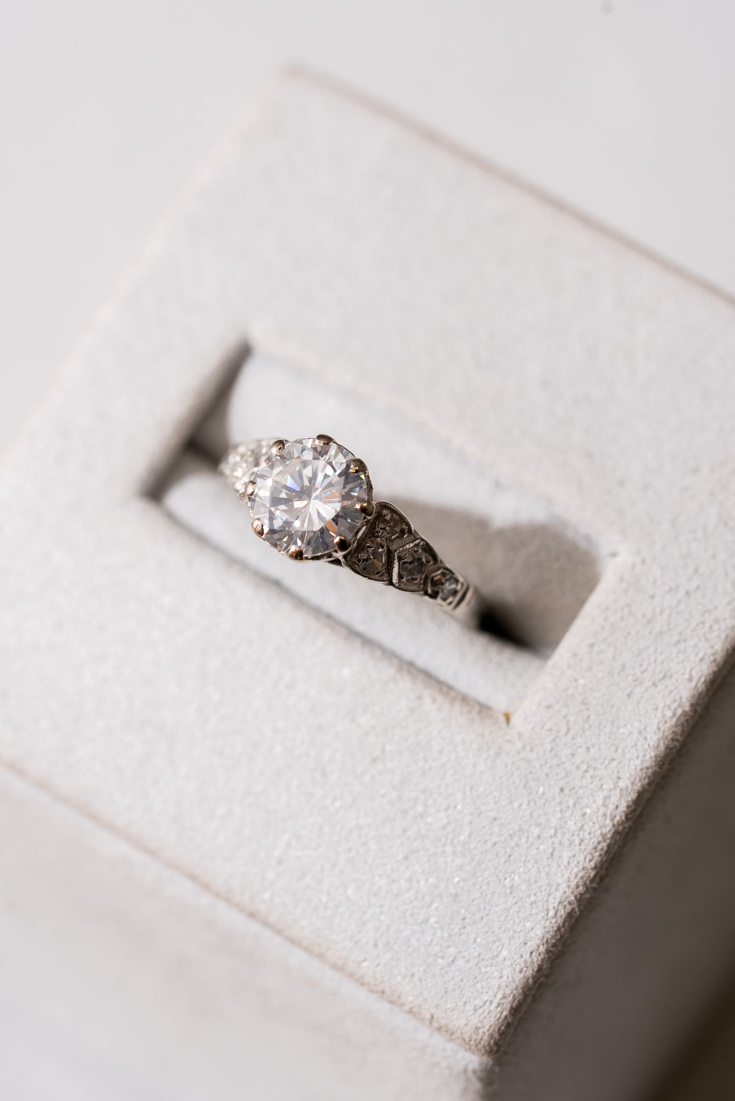Round Brilliant Cut Diamond Solitaire with Diamond Set Shoulders Ring
