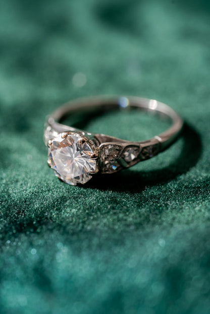 Round Brilliant Cut Diamond Solitaire with Diamond Set Shoulders Ring