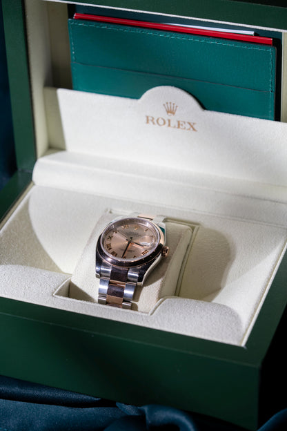 Pre-Owned Rolex Datejust 36 Steel Rose Gold Pink Roman Dial Watch
