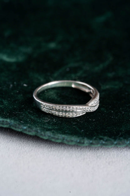 Diamond Set Crossover Bow-Tie Style Ring