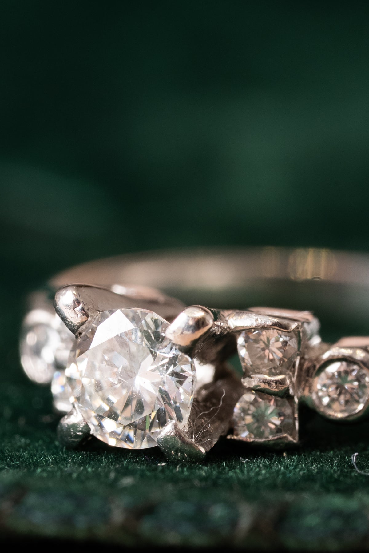 Platinum Round Brilliant Cut Diamond Vintage Cluster Ring