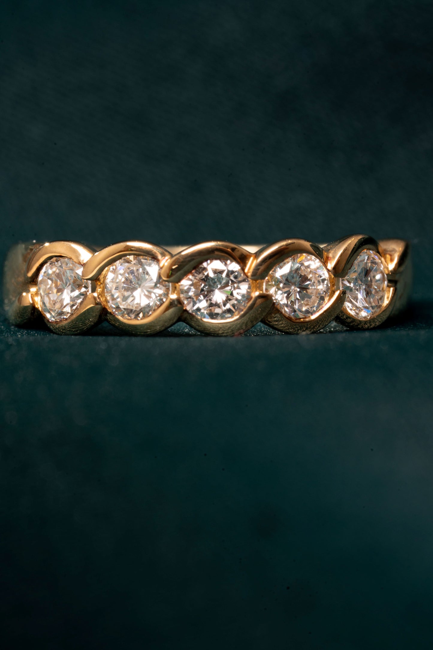 Round Brilliant Cut Diamond 5 Stone Twist Style Eternity Ring