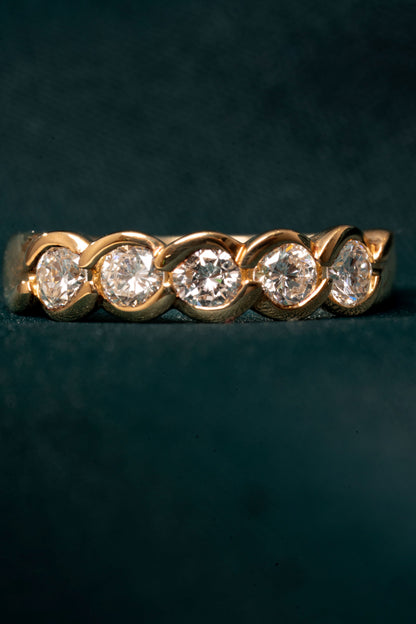 Round Brilliant Cut Diamond 5 Stone Twist Style Eternity Ring