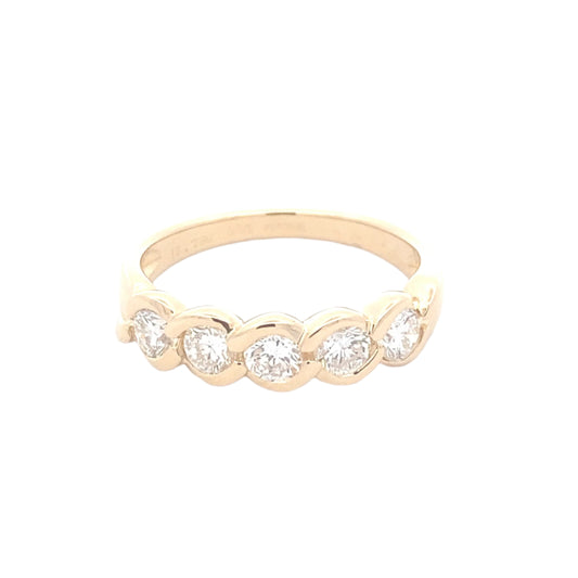 Round Brilliant Cut Diamond 5 Stone Twist Style Eternity Ring
